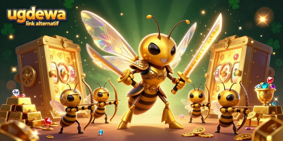 Engage with the ugdewa link alternatif at a vibrant casino scene featuring a golden hornet in samurai armor.