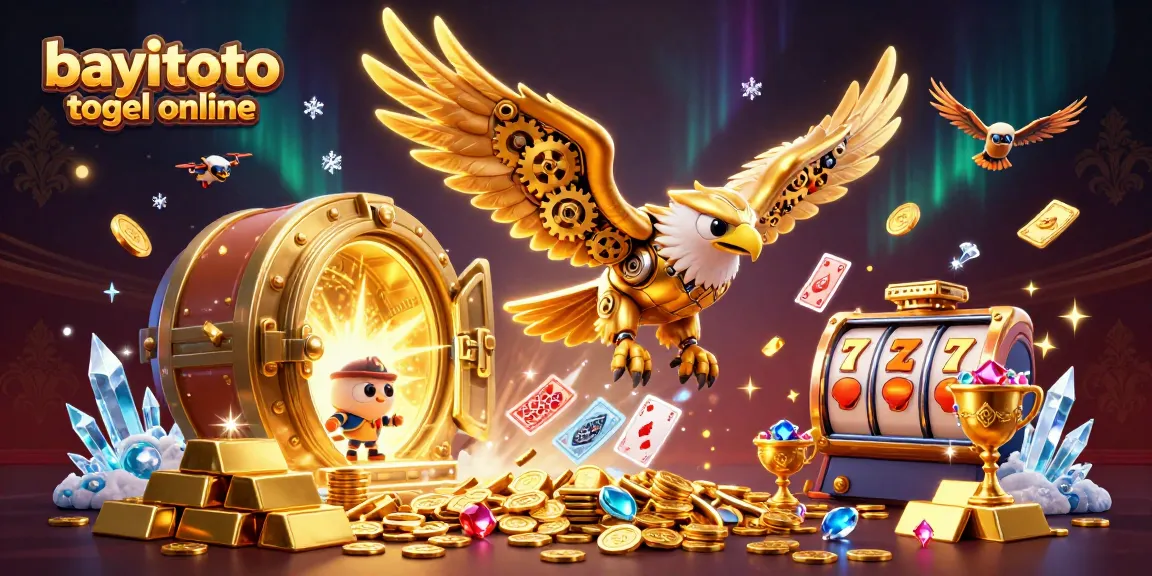 Engage with bayitoto togel online and experience vibrant 3D digital gambling art featuring a golden eagle.