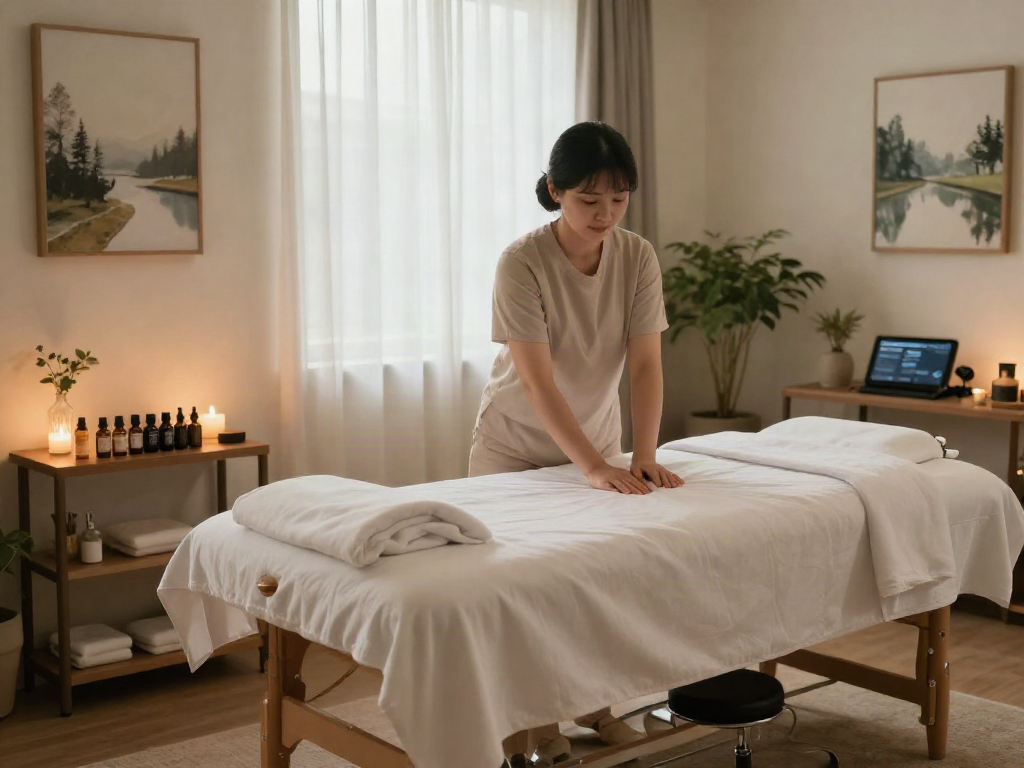 Relaxing massage therapy environment showcasing 동탄출장마사지 in a serene setting.
