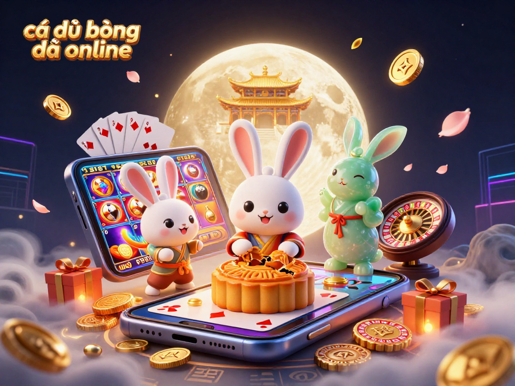 Experience cá độ bóng đá online betting with a fun, dynamic 3D casino illustration featuring lucky symbols and characters.
