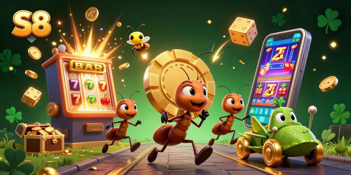 Experience the thrill of S8 with a vibrant cartoon heist scene showcasing gaming excitement and rich rewards.