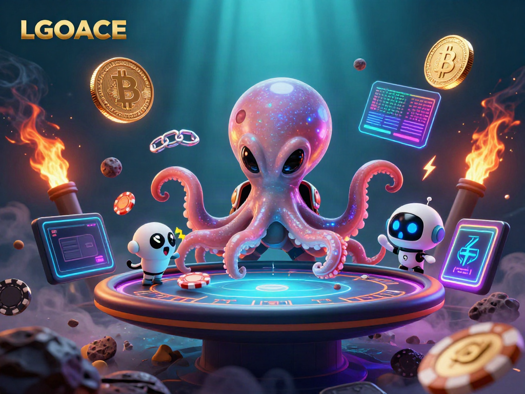 Engage in thrilling game of poker with LGOACE's alien octopus and robot companions.