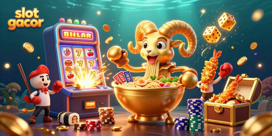 Engage in exciting gameplay with slot gacor as the ramen bowl dealer, accompanied by energetic characters and jackpot explosions.