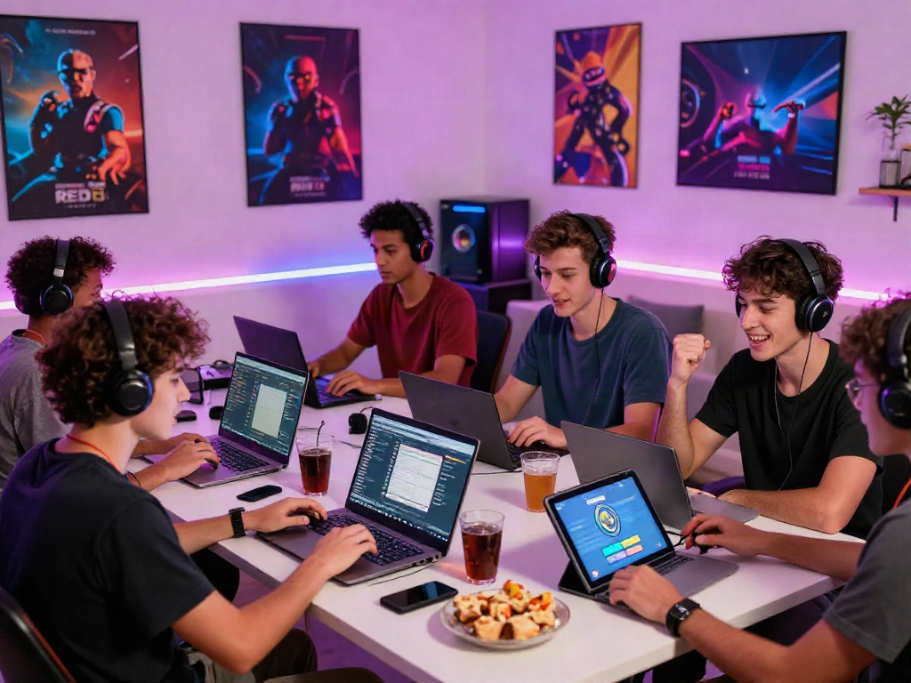 Players enjoying an exciting gaming session at home with RED88 devices and vibrant atmosphere.