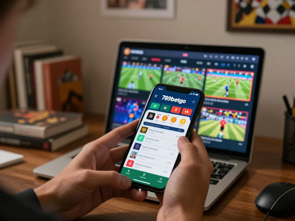 Engaged user placing bets on the 789betgo app, showcasing a vibrant sports betting experience.