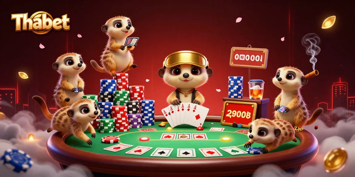 Thabet inspires adrenaline with meerkats orchestrating casino excitement in a vibrant gaming scene.