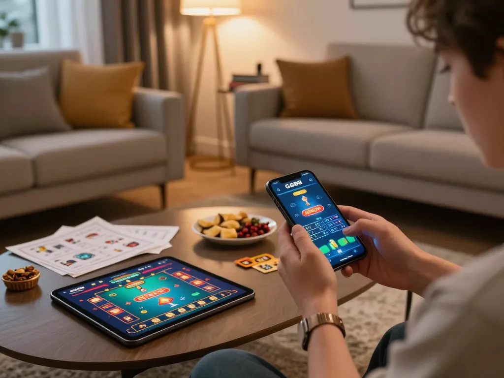 Player enjoying the excitement of the online casino GG88 on a smartphone while relaxing at home
