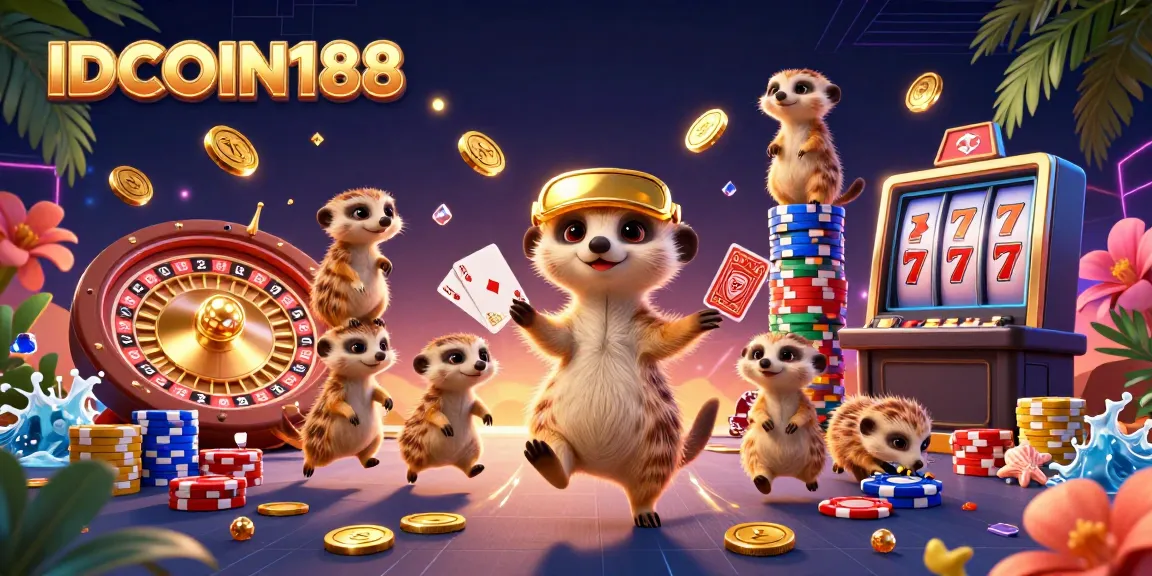 IDCOIN188 meerkat casino scene showcasing vibrant slot gameplay and engaging atmosphere.
