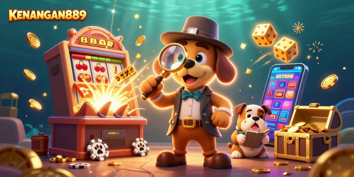 Experience the thrill of gambling with KENANGAN889 through this vibrant casino illustration.