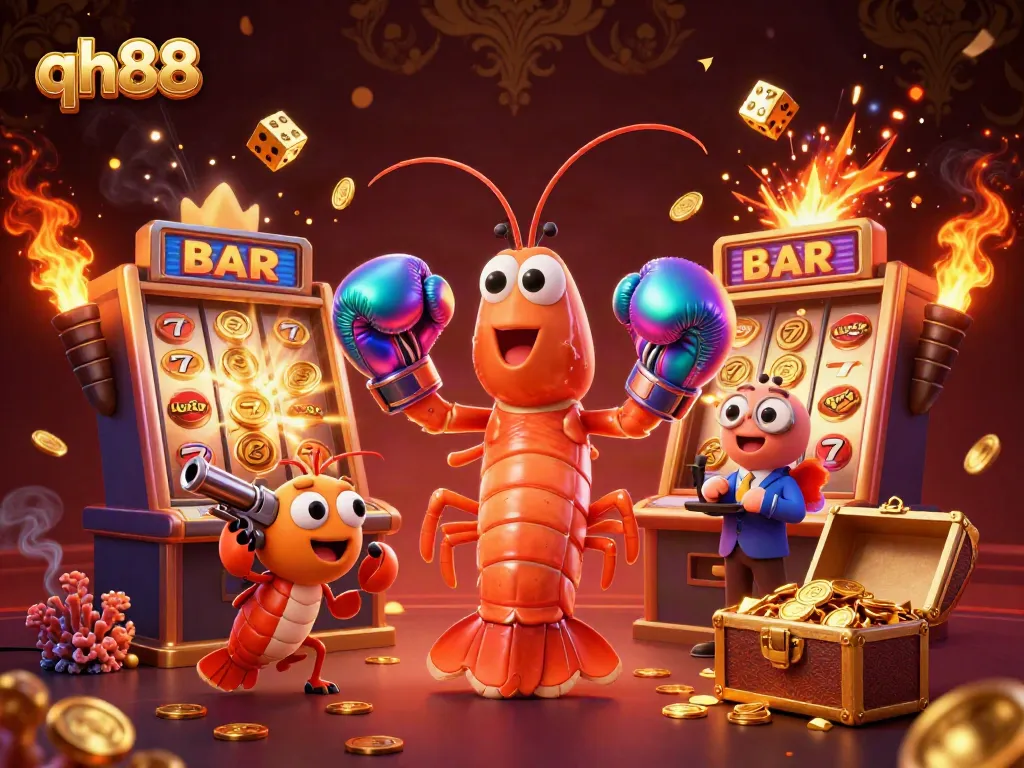 Experience thrilling casino excitement with "qh88" featuring a dynamic scene of character and jackpot elements.