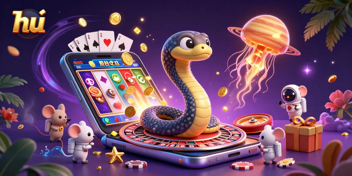 Spin and win at hu-themed casino with vibrant gaming elements and cheerful characters in action.