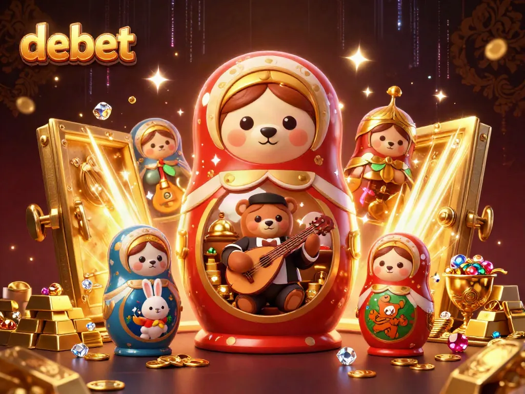 Engage with debet's thrilling casino experience featuring vibrant illustrated characters and dazzling elements.
