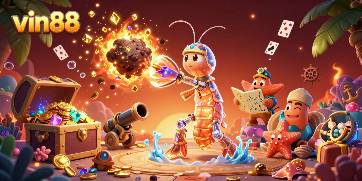 Experience thrilling wins at vin88 with a vibrant casino scene featuring galactic characters and treasures.
