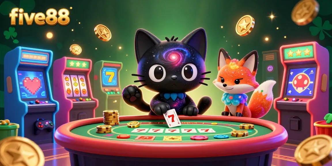 Experience vibrant gaming action with five88's cosmic casino scene featuring animated characters and engaging elements.