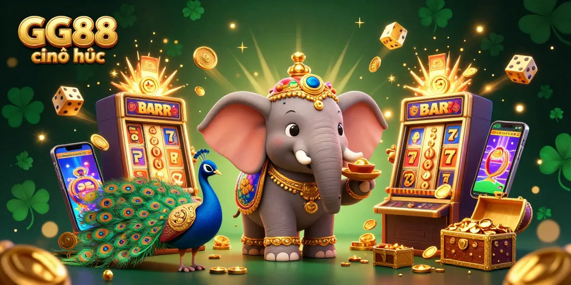 Experience gaming thrills with GG88 chính thức showcasing vibrant slot machines and joyful characters.