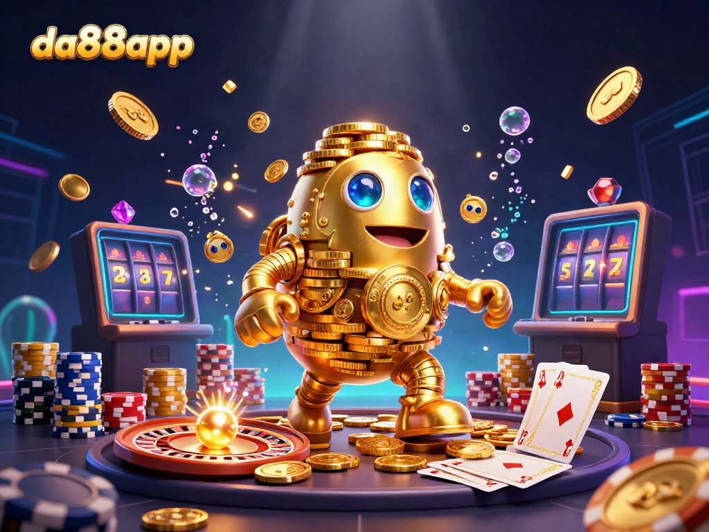Experience thrilling wins with da88app's golden golem and vibrant casino elements.