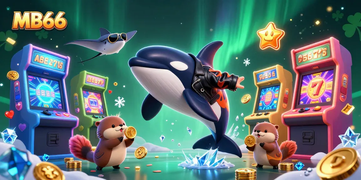 Engage with MB66 for exciting slots and jackpots in this action-packed casino illustration.
