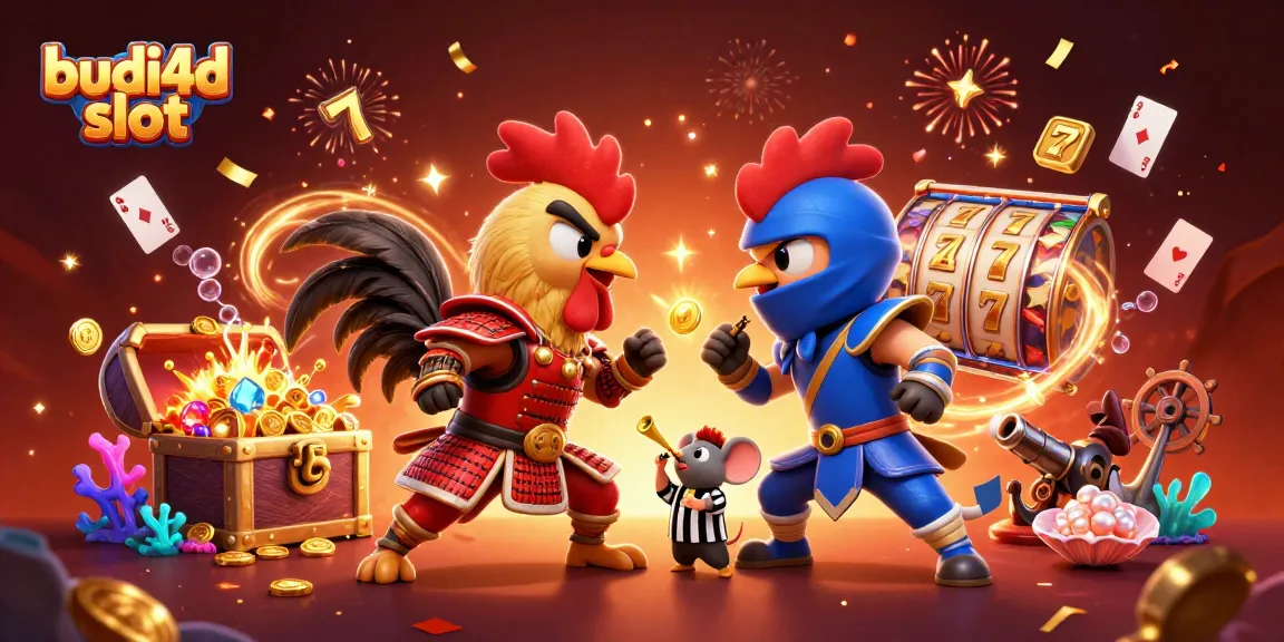 Experience thrilling action with budi4d slot featuring dynamic roosters and casino symbols.