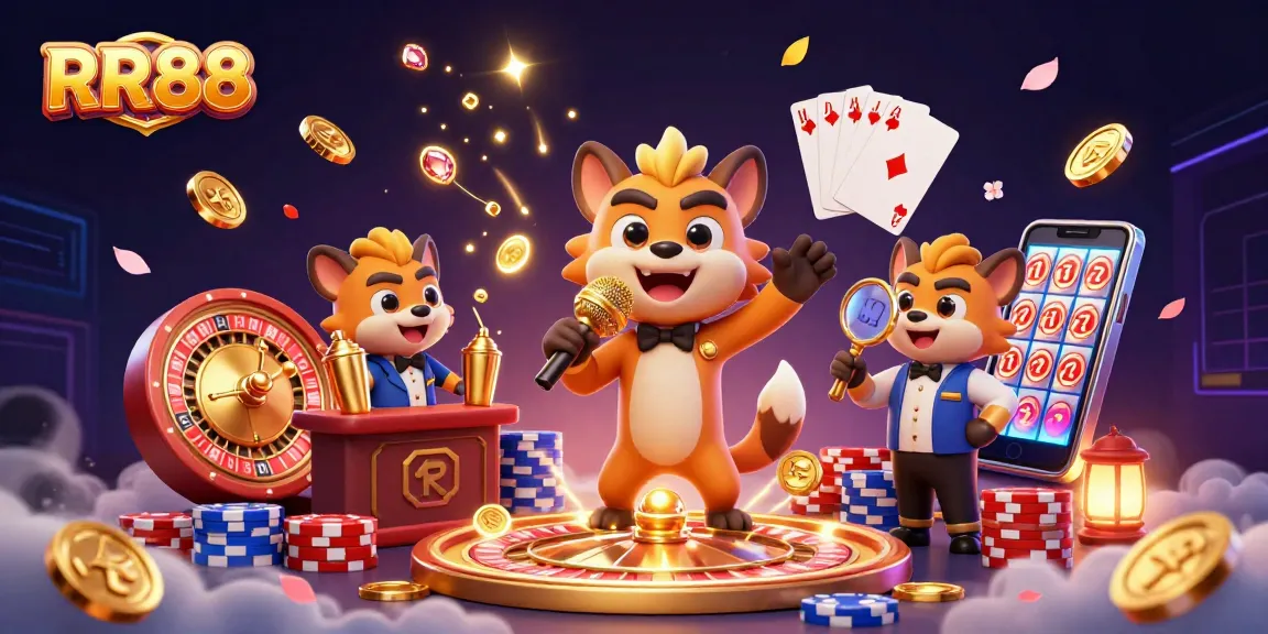 Experience thrilling gameplay at RR88 with our vibrant casino scene featuring hyenas in action.