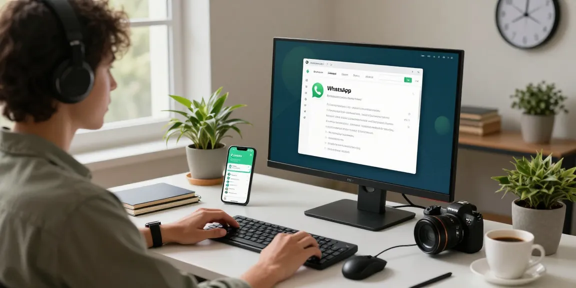 Using WhatsApp電腦版 in a modern home office with a user engaged in messaging and productivity.