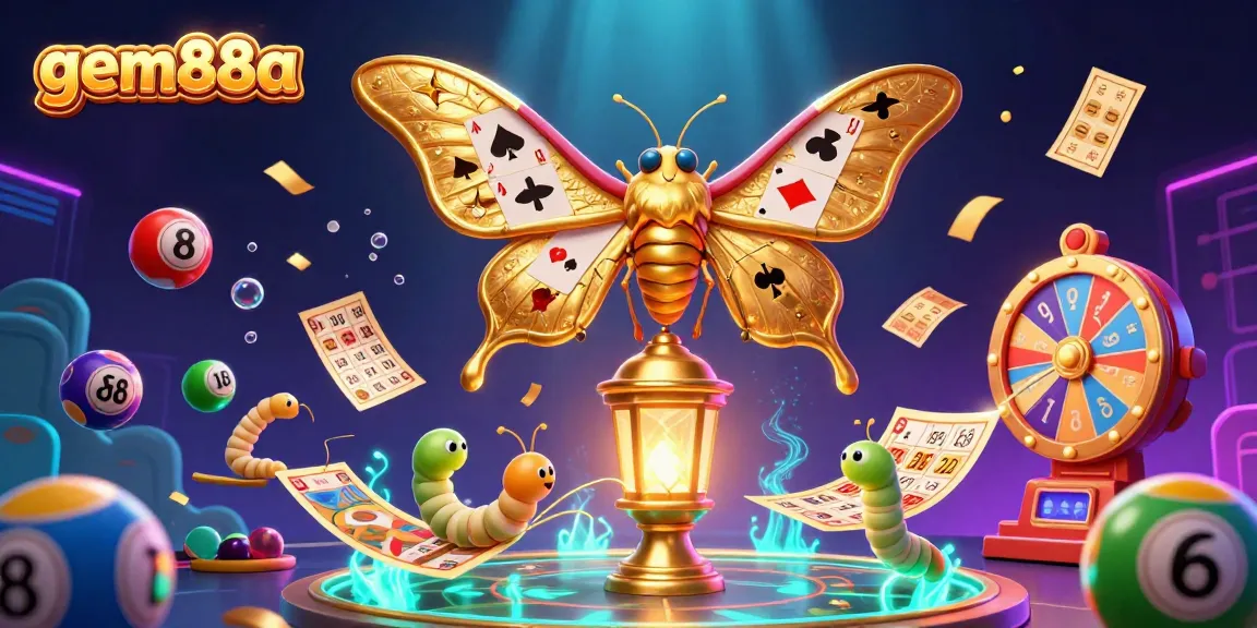 Experience the thrilling atmosphere of gem88a with vibrant illustration of blooming casino excitement and colorful lottery elements.