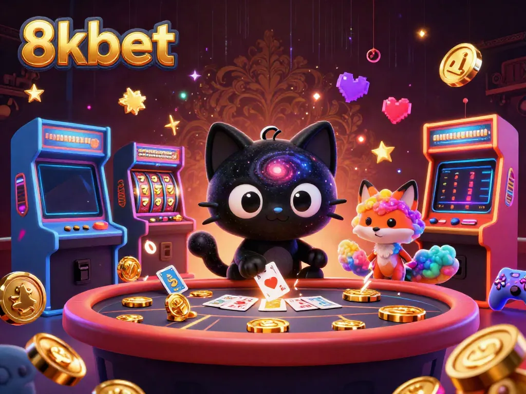 Experience 8xbet's vibrant casino world with colorful characters and dynamic game elements