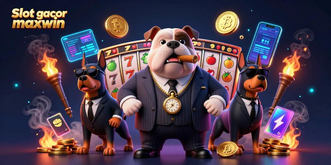 Spin to win with slot gacor maxwin featuring a bulldog mafia boss and crypto elements.
