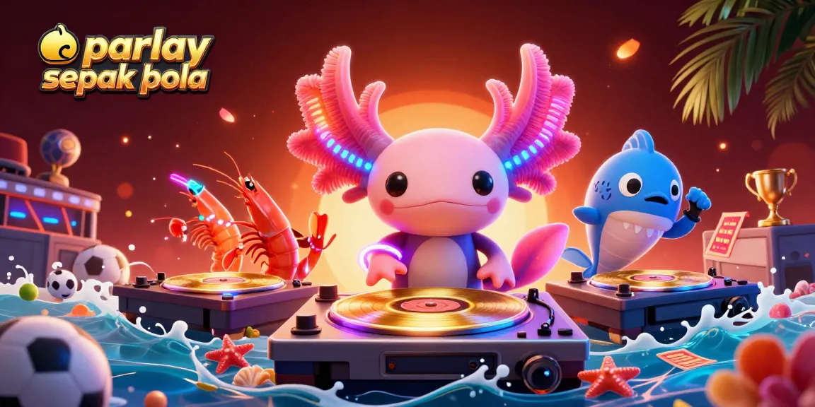 Experience the excitement of parlay sepak bola with vibrant cartoon characters at a sports betting scene.