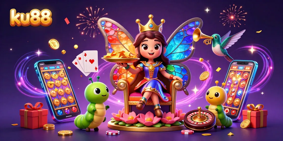 Experience thrilling moments at ku88 with a vibrant 3D illustration of exciting casino elements.