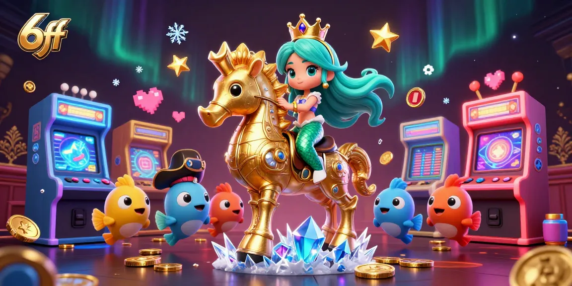 Engage with 6ff's vibrant gaming scene featuring a mermaid princess and dynamic casino elements.