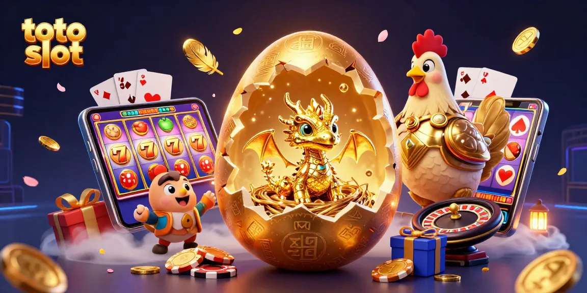 Spin the reels in this dynamic toto slot scene with golden dragon and vibrant casino elements.