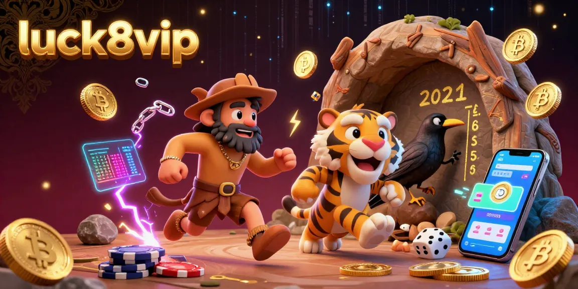 Engage with luck8vip at a vibrant prehistoric casino with digital currency elements.