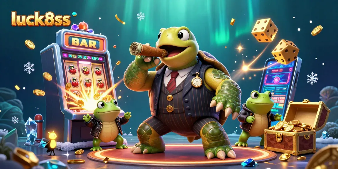 Experience jackpot excitement with luck8ss in a vibrant 3D casino scene featuring a snapping turtle and bullfrog enforcers.