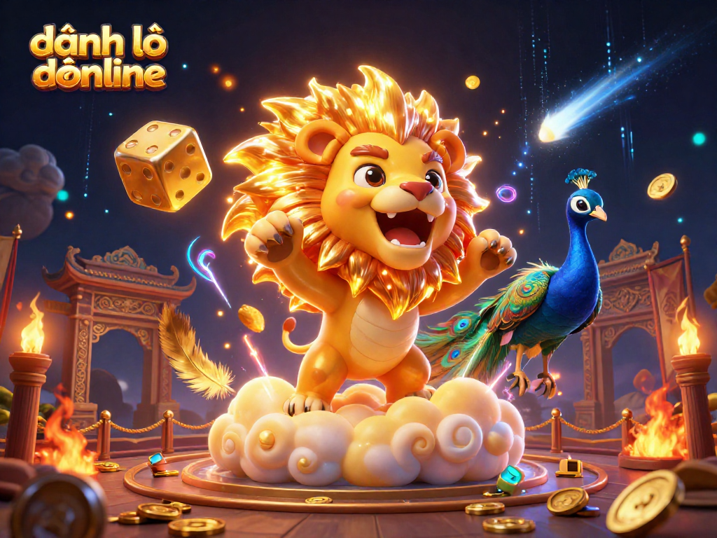 Play and win with đánh lô đề online in a vibrant 3D casino-inspired scene.