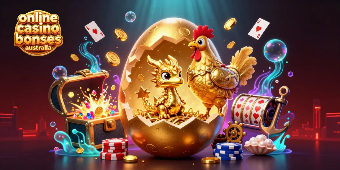 Experience online casino bonuses Australia with golden dragon and casino symbols in vivid 3D.