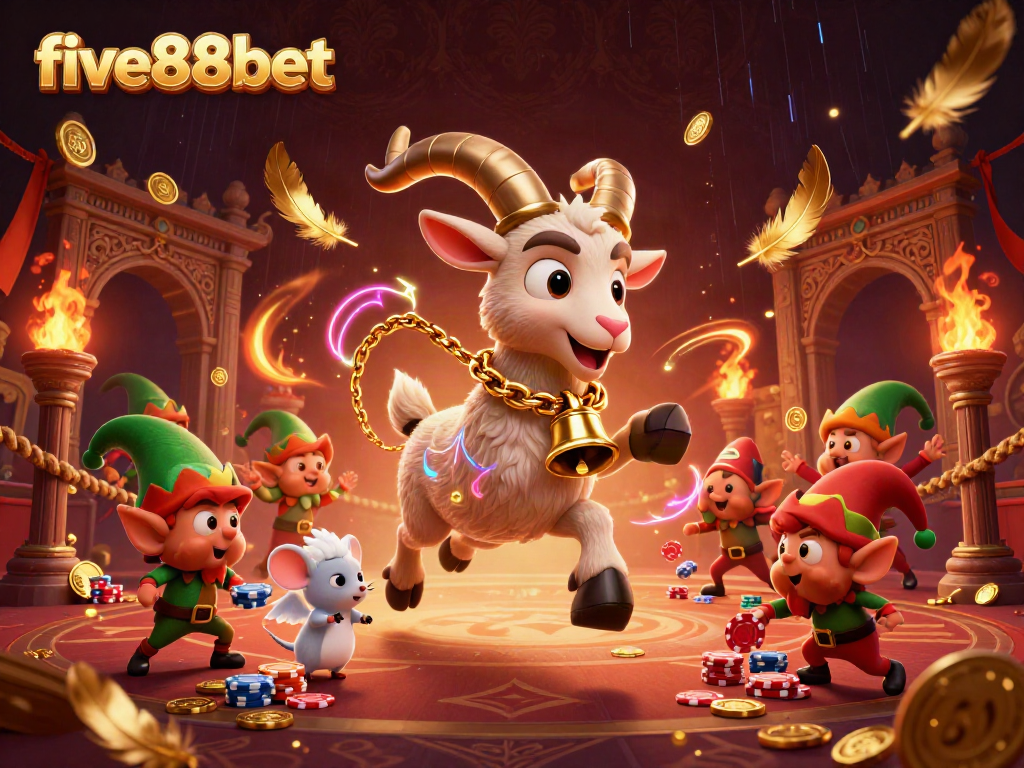 Experience dynamic gaming action at five88bet with cartoon characters in a whimsical casino scene.