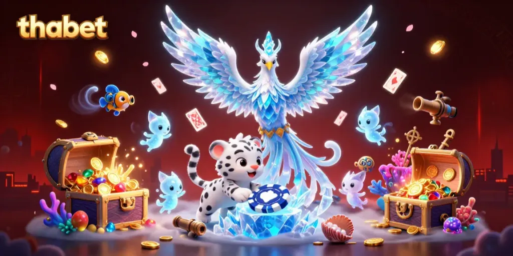 Experience thrilling gameplay at thabet with vibrant casino elements in a magical, immersive illustration.