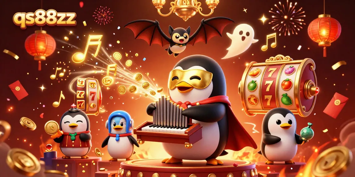 qs88zz ignite your luck with a vibrant slot game scene featuring a whimsical penguin