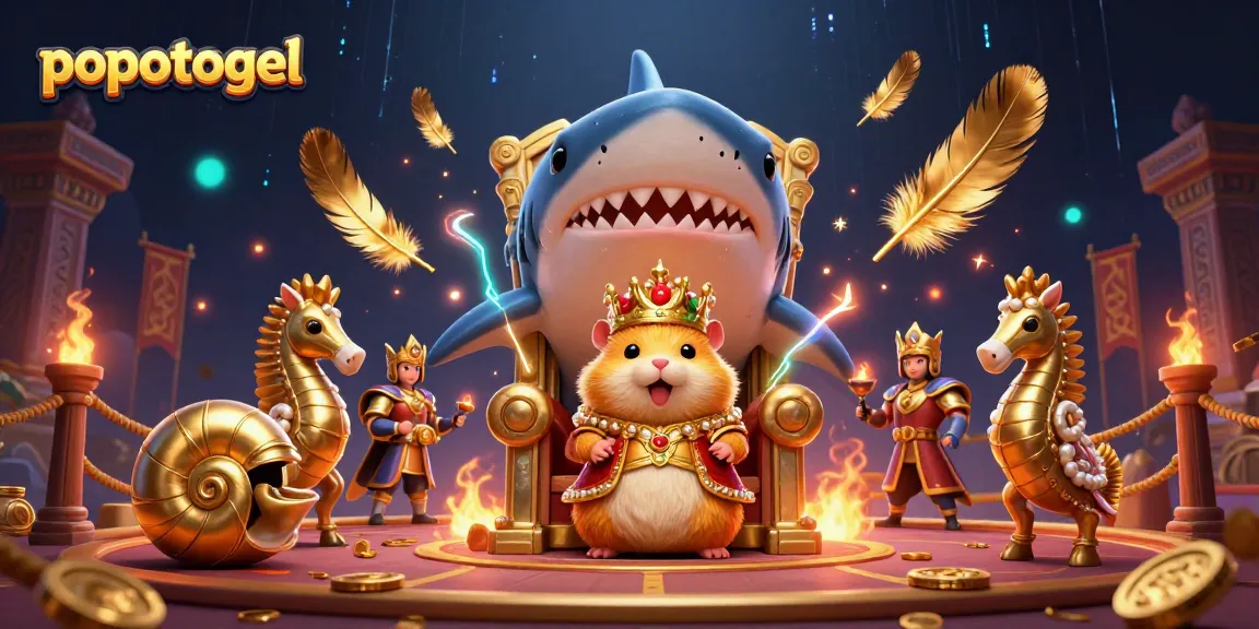 Experience excitement with popotogel as a fierce golden hamster king rules a dynamic gambling arena.