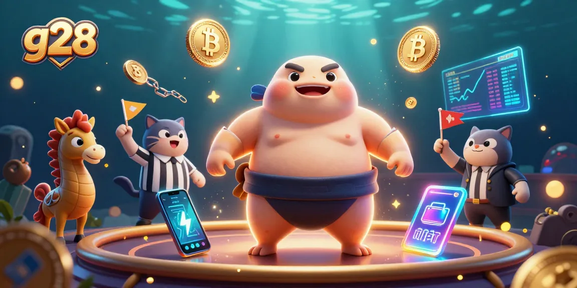 Experience thrilling action at g28's underwater casino with vibrant characters and crypto elements.