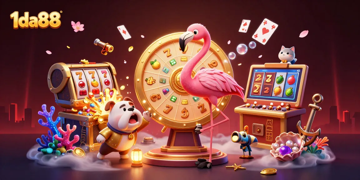 Spin the prize wheel with 1da88 for jackpot wins in a vibrant casino scene