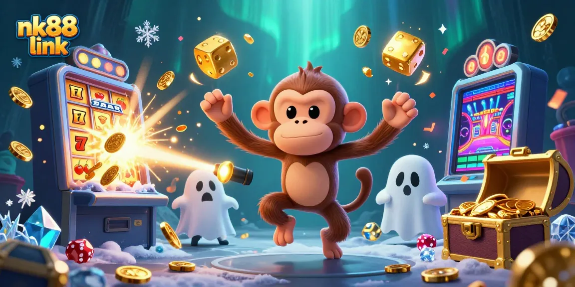 Join the fun with nk88 link, where a playful monkey juggles coins in a dazzling casino!