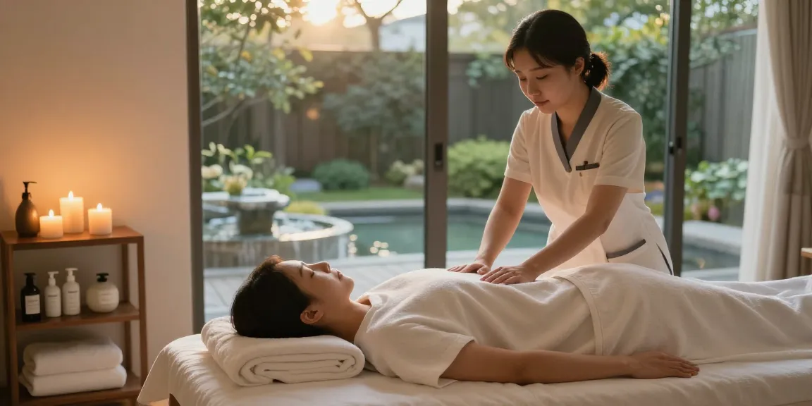 Relaxing spa scene showcasing 남양주출장안마 with therapist providing massage treatment.
