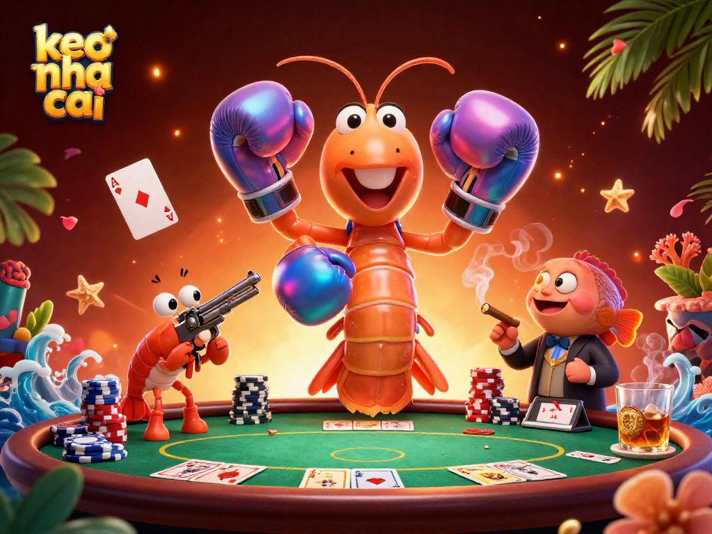 Engage with keo nha cai at this vibrant 3D casino scene, featuring poker excitement and lively characters.