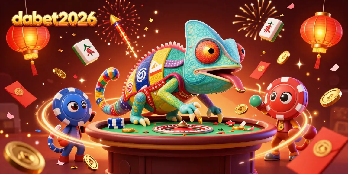 Engage with dabet2026 through vibrant casino activities featuring a whimsical chameleon owner.