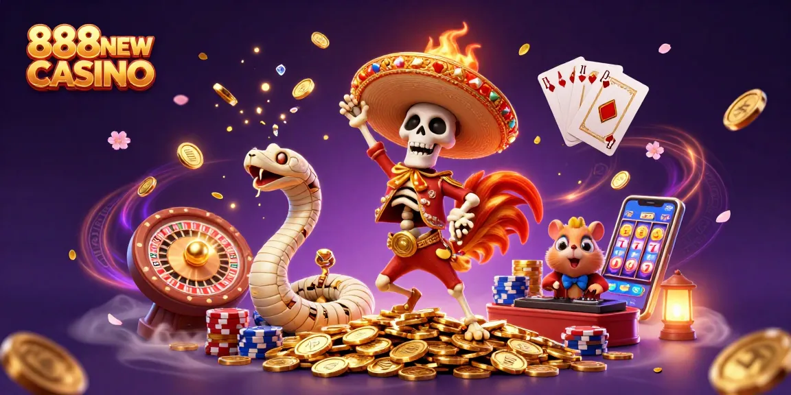 Experience the excitement of 888NEW CASINO with vibrant characters and dynamic game elements.