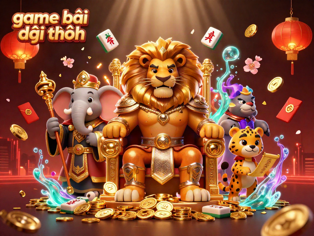 Experience thrilling game bài đổi thưởng with our lively casino-themed illustration featuring iconic characters and festive elements.