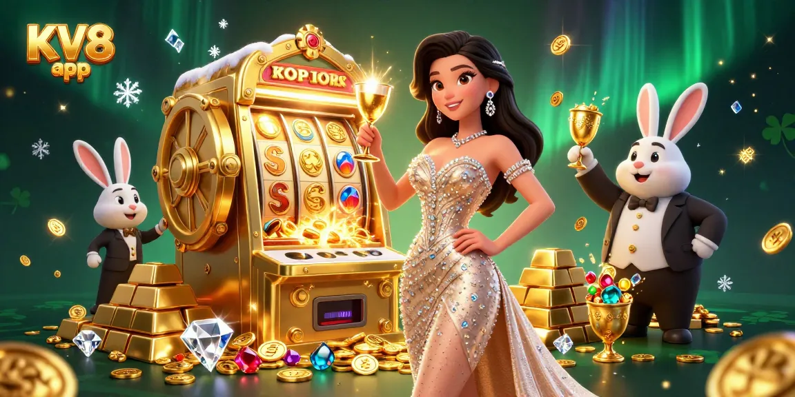 Experience thrilling wins at KV8 app with vibrant slots and exciting gameplay in a dazzling casino scene.