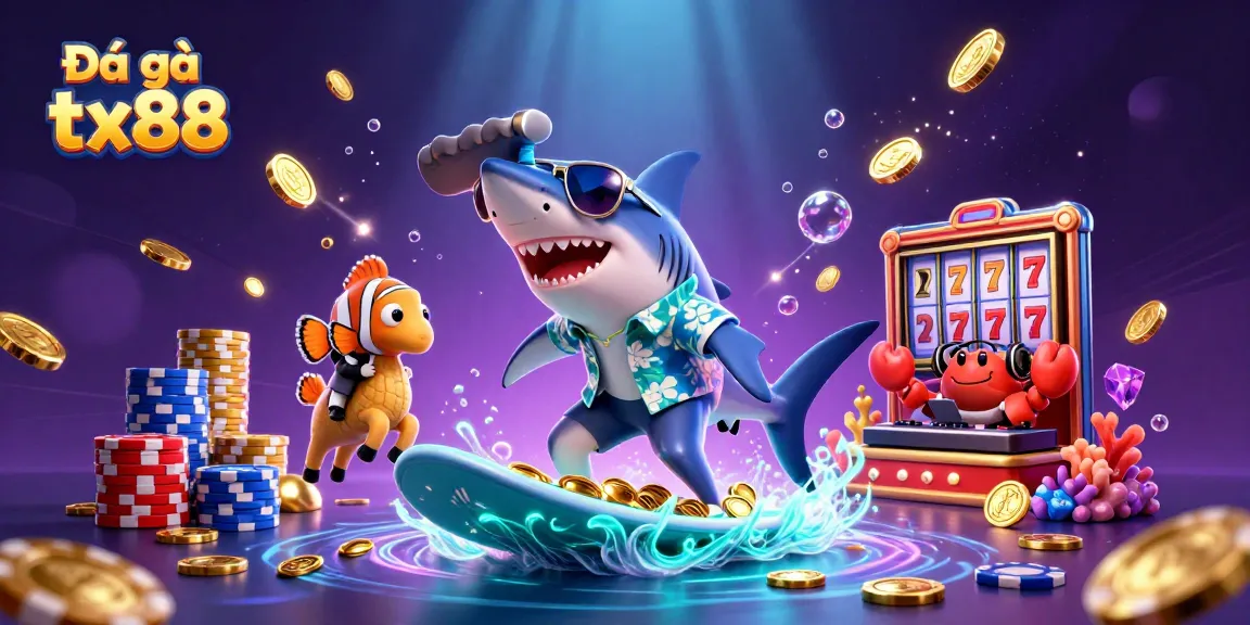 Experience Đá gà tx88 excitement with a vibrant 3D illustration showcasing dynamic characters and casino elements.