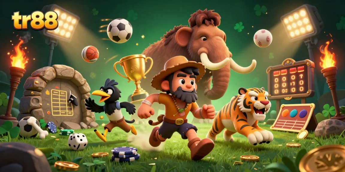 Experience thrilling gameplay at tr88 with our virtual sports betting scene featuring giant sports elements.